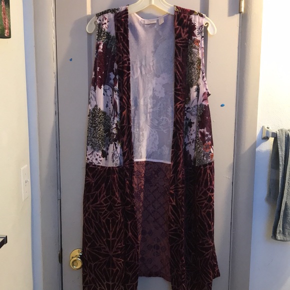 LOGO by Lori Goldstein LOGO Lavish burnout velvet duster vest - Picture 3 of 9